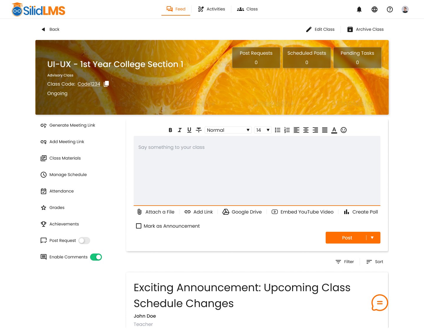 Class Page